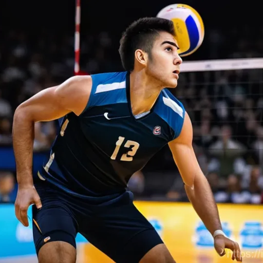 배구 공격 포지션 이해하기 - **Prompt for an Opposite Hitter:**
"A powerful male volleyball player, an opposite hitter, mid-a...