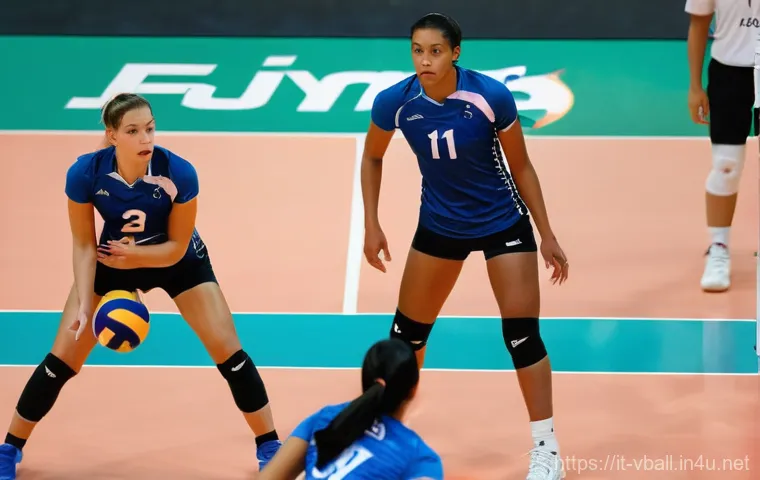 배구 관련 서적 리뷰 - **Prompt:** A high-action, cinematic shot of a professional indoor volleyball match. The focus is on...