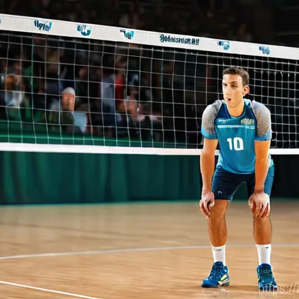 배구 경기에서의 포지션 전환 - **Prompt 1: The Versatile Setter's Strategic Play**
    "A dynamic, medium shot of a male volleyball...