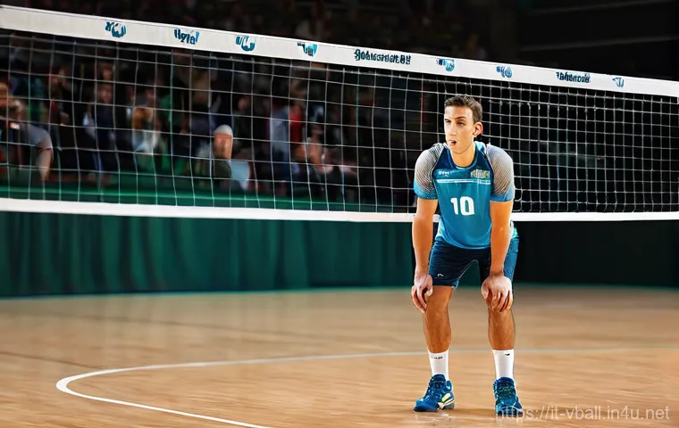 배구 경기에서의 포지션 전환 - **Prompt 1: The Versatile Setter's Strategic Play**
"A dynamic, medium shot of a male volleyball...