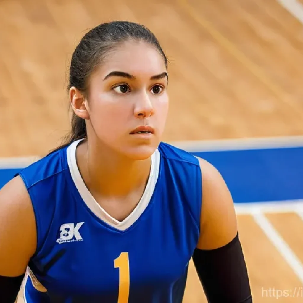 배구 경기 중 심리적 압박 다루는 법 - **Inner Focus and Transformation**
    A realistic photographic image of a young female volleyball p...