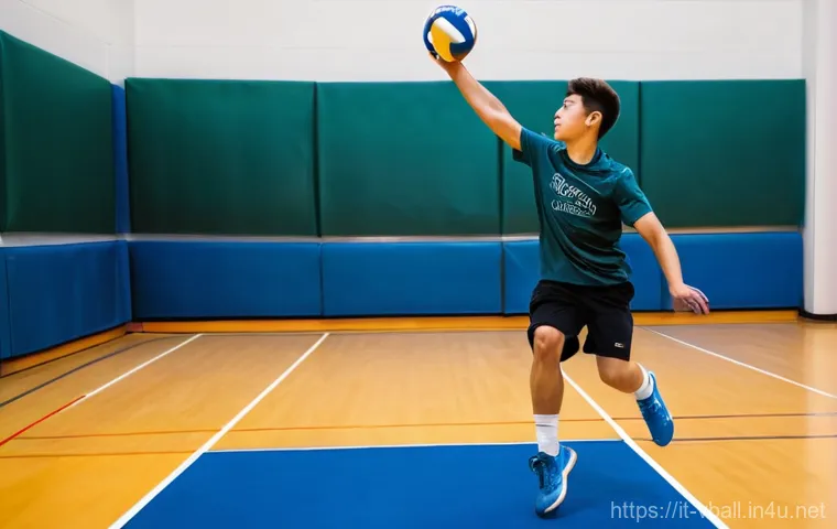배구 초보자가 주의해야 할 점 - "A diverse group of five young volleyball players, aged 15-18, consisting of both male and female at...