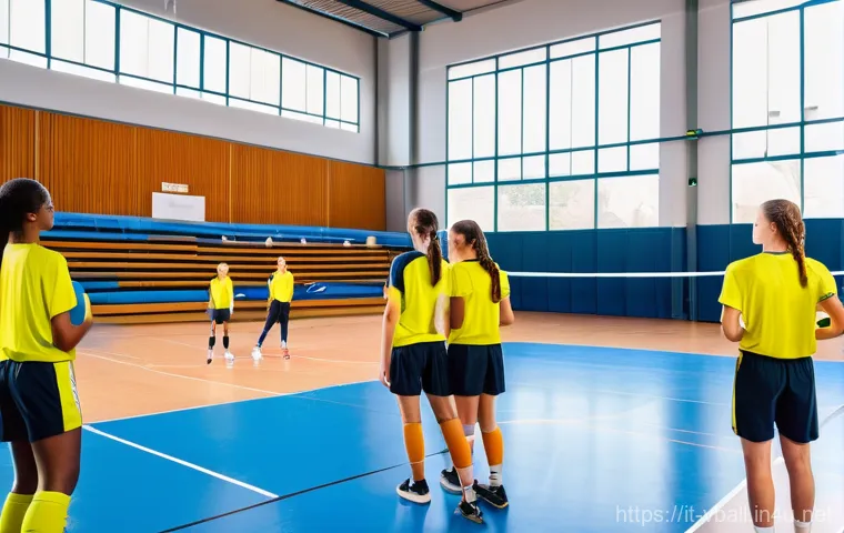 배구 클럽 회원 가입 - **Image Prompt:** A diverse group of adult and teenage volleyball players (minimum 15 years old) are...