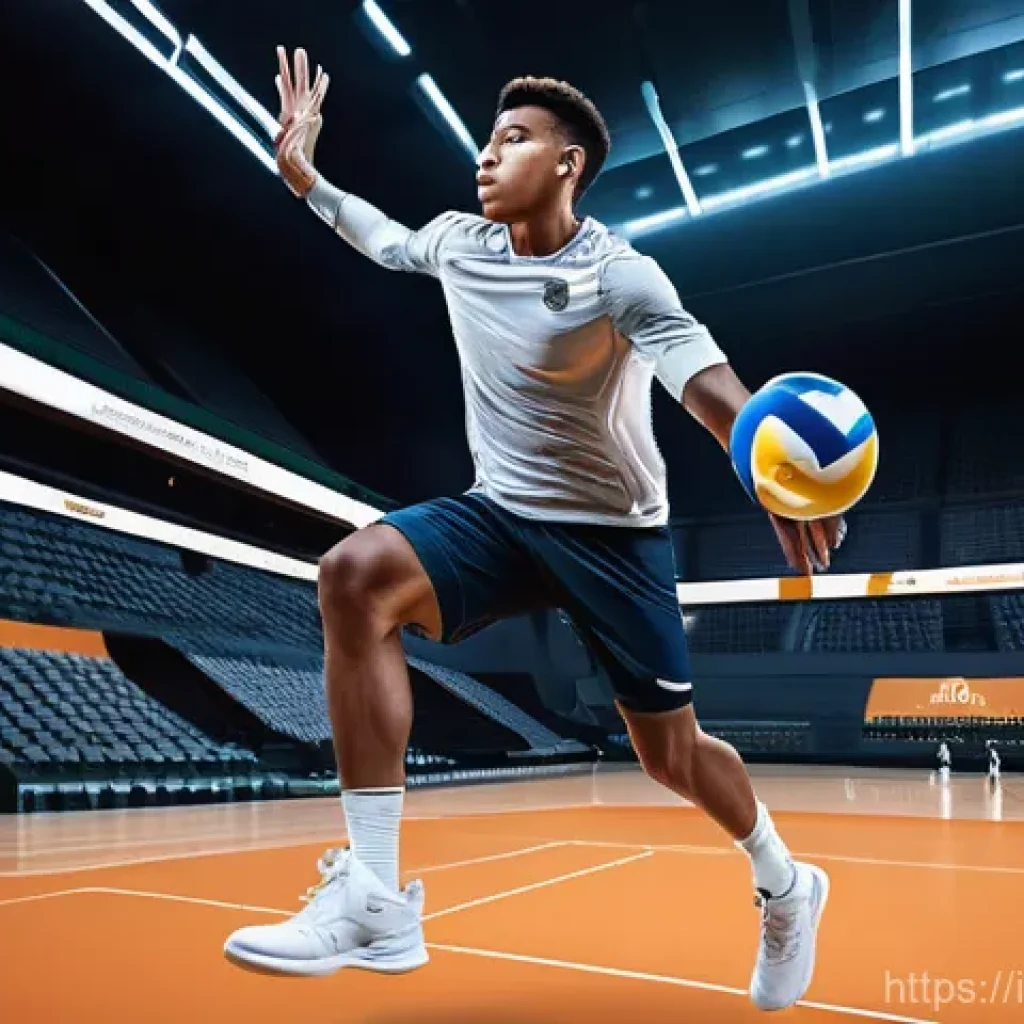 배구 관련 스타트업 아이디어 - **Prompt 1: The AI-Enhanced Training Session**
    "A dynamic, high-angle shot of a male volleyball ...