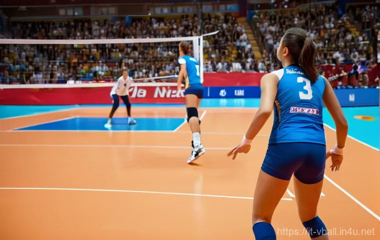 배구 관련 이벤트 홍보 - A highly dynamic and intense close-up shot of a professional Italian volleyball player (male or fema...