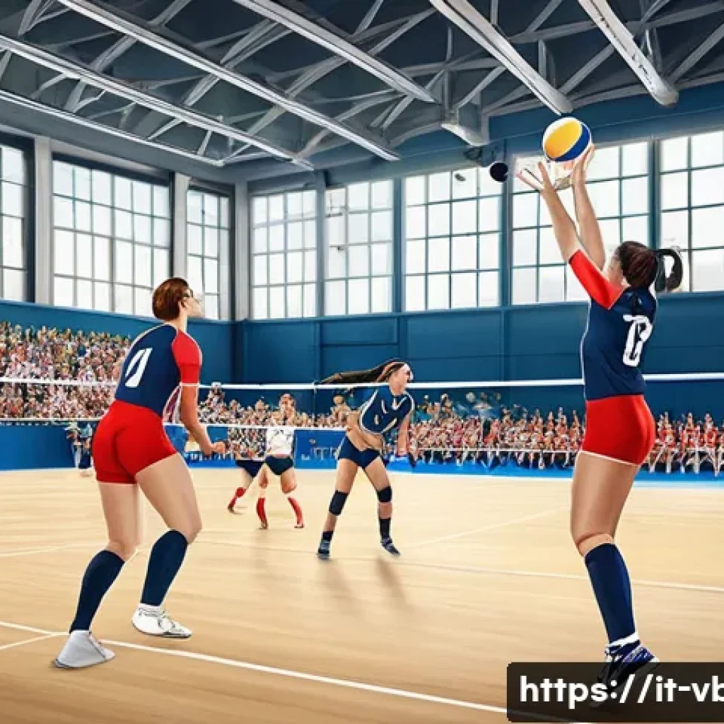 배구의 올림픽 역사 - **Prompt:** A historical illustration showcasing the evolution of volleyball. The left side depicts ...