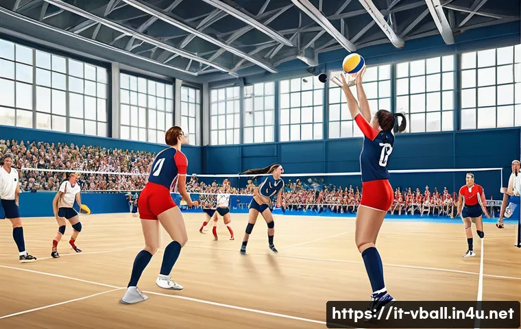 배구의 올림픽 역사 - **Prompt:** A historical illustration showcasing the evolution of volleyball. The left side depicts ...