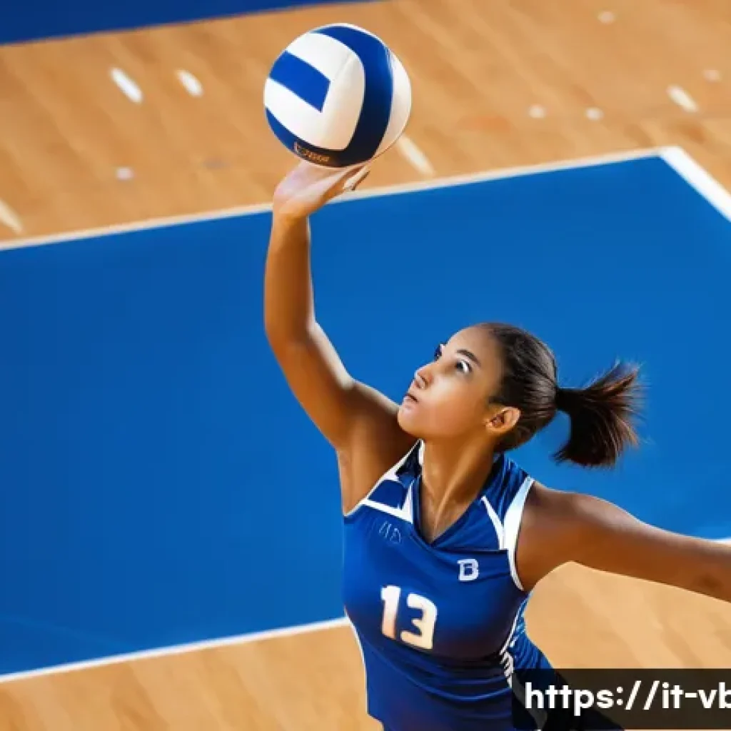 배구 경기 진행 매뉴얼 - **Prompt: A highly focused male or female volleyball player prepares for a powerful jump float serve...