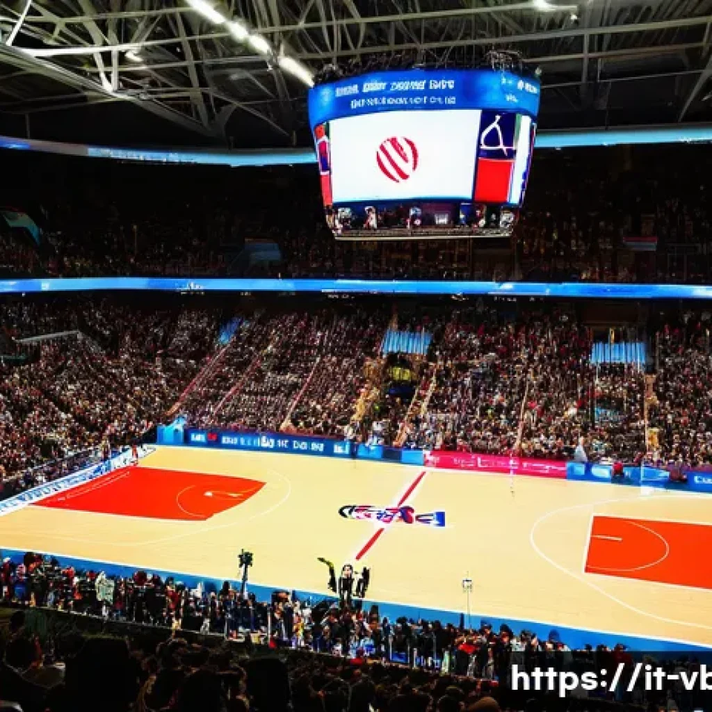 배구 경기에서의 응원 문구 - **Prompt 1: Panoramic Arena Choreography**
A vibrant, panoramic shot of a packed indoor volleyba...