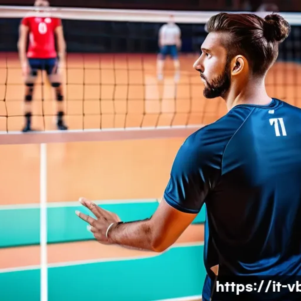 배구 경기 전략의 변화 - A professional volleyball coach analyzing real-time data on a large digital touchscreen display duri...