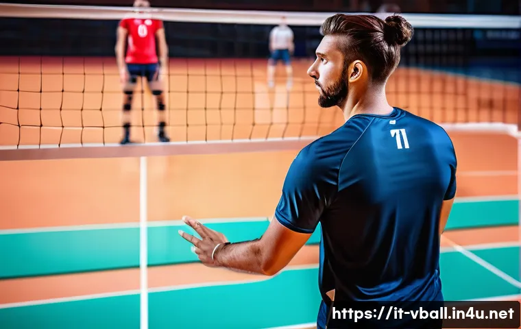 배구 경기 전략의 변화 - A professional volleyball coach analyzing real-time data on a large digital touchscreen display duri...