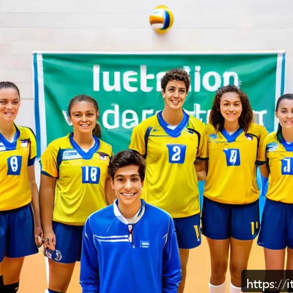 배구 유소년 대회 참가 방법 - A vibrant youth volleyball tournament registration scene set in Italy, featuring a diverse group of ...