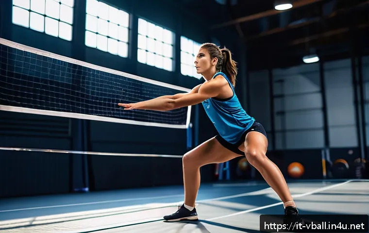 배구 트레이닝 팁 공유 - A dynamic volleyball training scene set in a modern indoor gym, featuring a young Italian female ath...